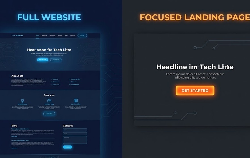 Landing Page vs. Site: qual a diferença e quando usar cada um